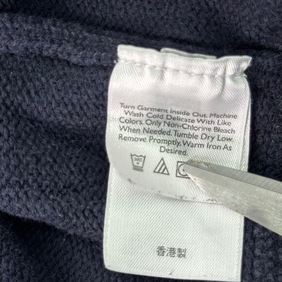 VTG 90's Eddie Bauer Sweater Men Med Navy Cotton Chunky Knit  Hong Kong - Picture 4 of 7